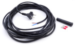 przewód kabel z wtyczką prostą OMY czarny 2x 1,5 7,5m + redukcja + wsuwki 